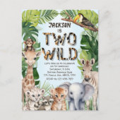 Blauw Twee Wild Safari Baby Boy 2e Verjaardag Uitnodiging Briefkaart (Voorkant)
