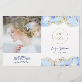 Blauw tweeledige brochure