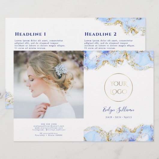 Blauw tweeledige brochure (Voorkant / Achterkant)