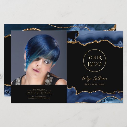 blauw tweeledige brochure (Voorkant / Achterkant)