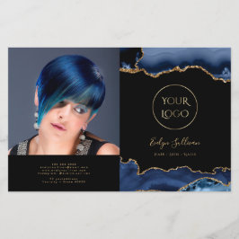 blauw tweeledige brochure