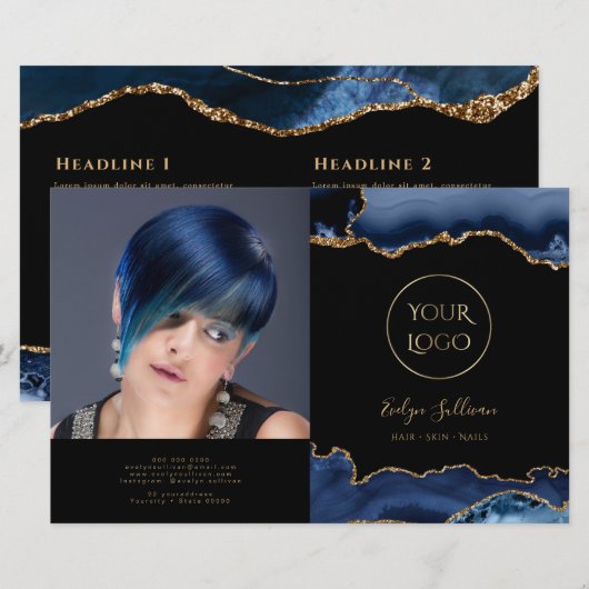 blauw tweeledige brochure (Voorkant / Achterkant)