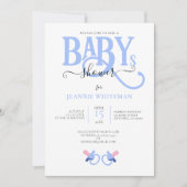 BLAUW TWEEMAAL BABY SHOWER MET VERPAKKING KAART (Voorkant)