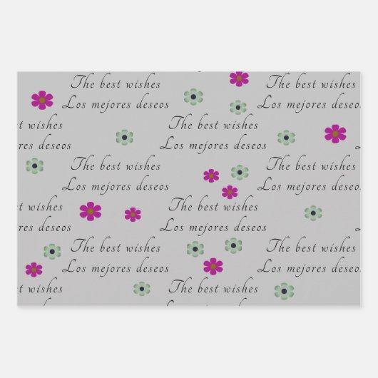 Blauw Tweetalig inpakpapier Gelukkige Verjaardag (Voorkant 3)