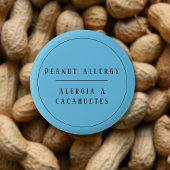 Blauw Tweetalig Pinda Allergie Alert Spaans Ronde Button 3,2 Cm