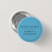Blauw Tweetalig Pinda Allergie Alert Spaans Ronde Button 3,2 Cm (Voorkant /achterkant)