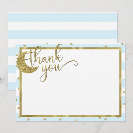 Blauw twinkel twinkel kleine ster bedankkaart kaart (Voorkant / Achterkant)