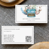 blauw typemachine QR-coderingsschrijver Visitekaartje