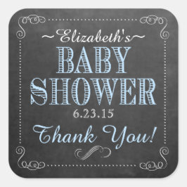  blauw typografie Baby shower Vierkante Sticker