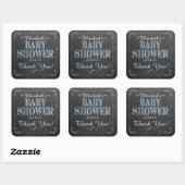  blauw typografie Baby shower Vierkante Sticker (Vel)