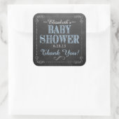  blauw typografie Baby shower Vierkante Sticker (Tas)