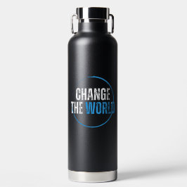 Blauw Typografisch Milieu Motivatie Citaat Waterfles