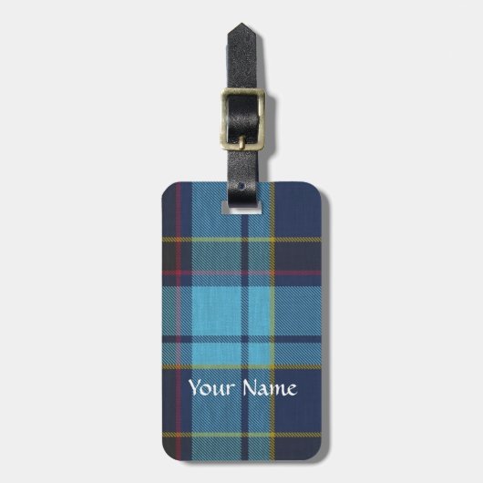 Blauw U.S.A.F tartan patroon Bagagelabel (Voorkant verticaal)