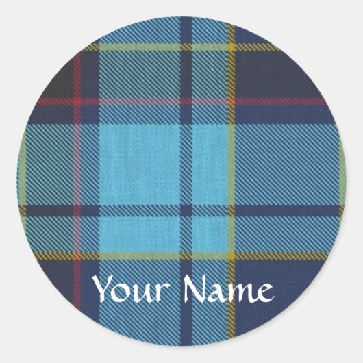 Blauw U.S.A.F tartan patroon Ronde Sticker (Voorkant)