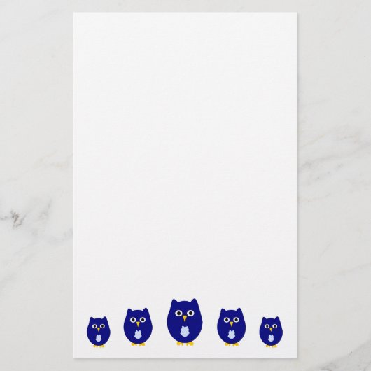 Blauw Uil Ontwerp Briefpapier (Voorkant)