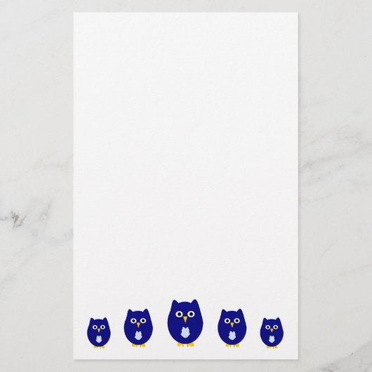 Blauw Uil Ontwerp Briefpapier (Achterkant)