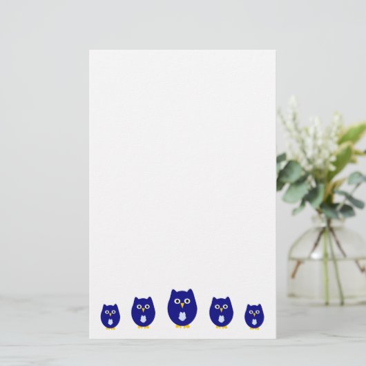 Blauw Uil Ontwerp Briefpapier (Staand voorkant)