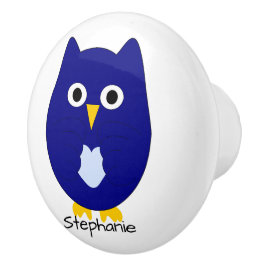 Blauw Uilontwerp Persoonlijk Keramische Knop