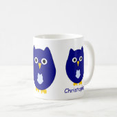 Blauw Uilontwerp Persoonlijk Koffiemok (Voorkant rechts)