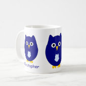 Blauw Uilontwerp Persoonlijk Koffiemok (Voorkant links)