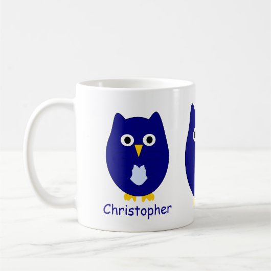 Blauw Uilontwerp Persoonlijk Koffiemok (Links)