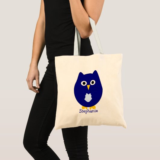 Blauw Uilontwerp Persoonlijk Tote Bag (Voorkant (product))