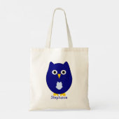 Blauw Uilontwerp Persoonlijk Tote Bag (Achterkant)