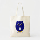 Blauw Uilontwerp Persoonlijk Tote Bag (Voorkant)