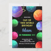 Blauw Uit deze wereld Verjaardag Uitnodigingen (Voorkant)