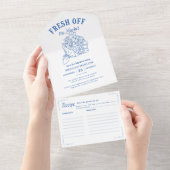 Blauw uit het Vrijgezellenfeest van de boerenmarkt All In One Uitnodiging (Afscheurbaar)