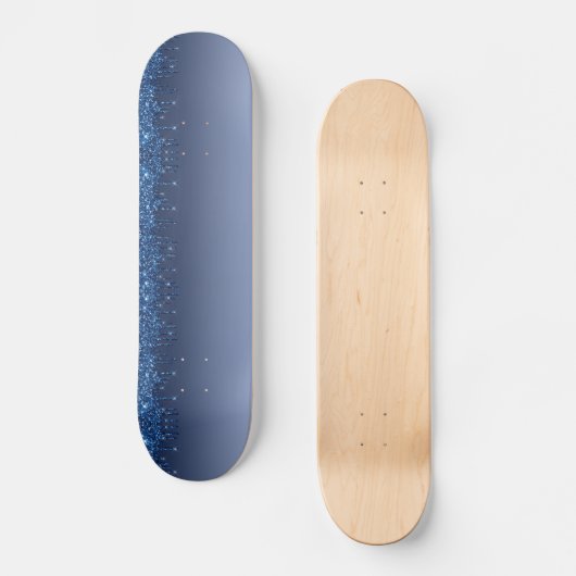 Blauw uiteinde glitter persoonlijk skateboard (Voorkant)