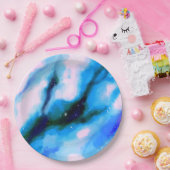 Blauw uitgelijnde Abstracte achtergrond voor buite Papieren Bordje (Feest)