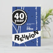  blauw Uitnodiging van de Reunion van 40 jaar (Staand voorkant)