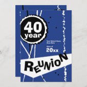  blauw Uitnodiging van de Reunion van 40 jaar (Voorkant / Achterkant)