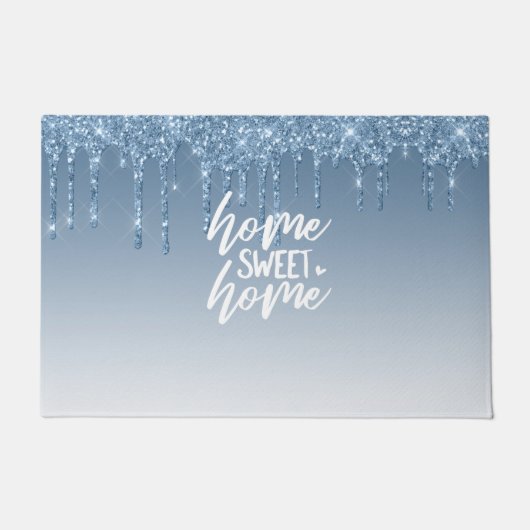 Blauw uitstrijkglitter | Home Sweet Home Deurmat (Voorkant)