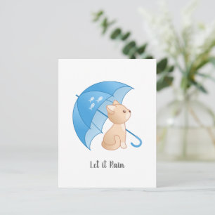Blauw Umbrella Kat laat Briefkaart groeien