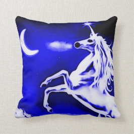 Blauw Unicorn Night Airborstel Art Sierkussen