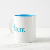 Blauw unieke Hand Lettered Vocabulary Astute Tweekleurige Koffiemok (Voorkant links)