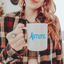 Blauw unieke Hand Lettered Vocabulary Astute Tweekleurige Koffiemok