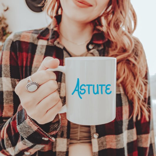 Blauw unieke Hand Lettered Vocabulary Astute Tweekleurige Koffiemok