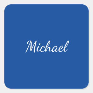 Blauw Unieke Professionele Calligrafie Naam Vierkante Sticker