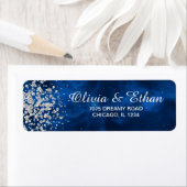 Blauw universum met zilveren Confetti Etiket (Insitu)