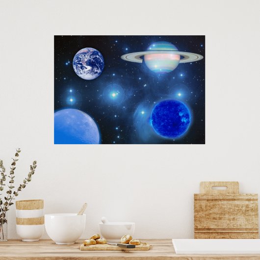 Blauw universum poster (Keuken)