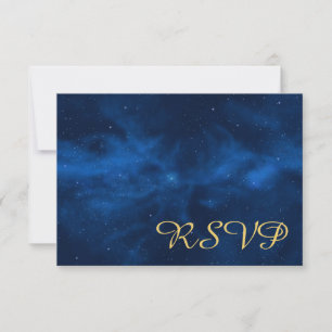 Blauw universum RSVP kaartje
