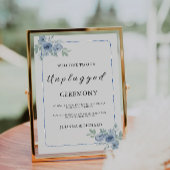 Blauw Unplugged Ceremony Wedding Sign, Kaart