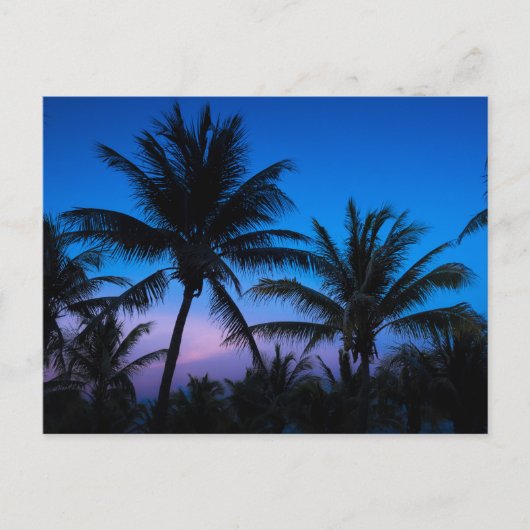 Blauw Uur Bliss: Silhouette Palmboom Paaskaart Briefkaart (Voorkant)