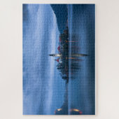 Blauw uur fotolandschap op het meer Bled (Slovenië Legpuzzel (Verticaal)