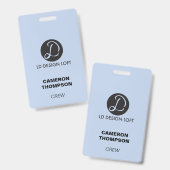 Blauw Uw logo hier aangepast personeel bemanning Badge (Voor- en achterkant)