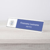 Blauw Uw Logo Modern Desk Name Bord Bureau Naambordje (Voorkant)