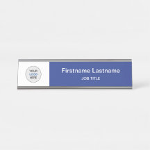Blauw Uw Logo Modern Desk Name Bord